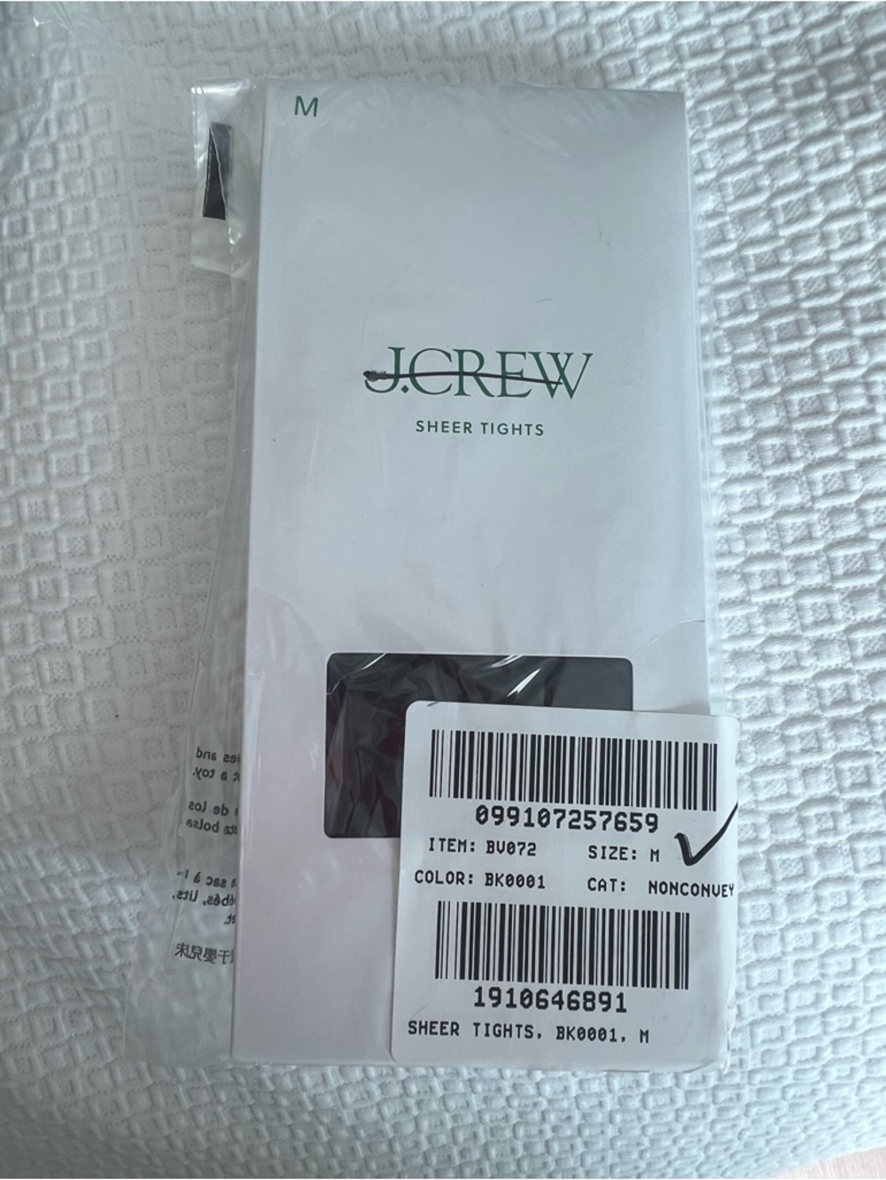 J.Crew Black Sheer Tights Size M